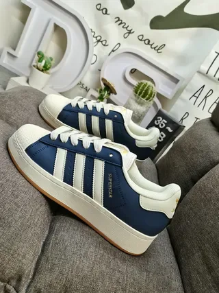 Adidas Superstar Navy and Cream Lifestyle Sneakers 7