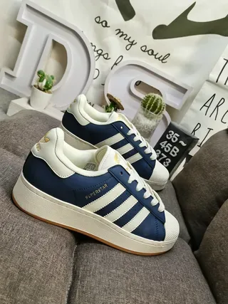 Adidas Superstar Navy and Cream Lifestyle Sneakers 9