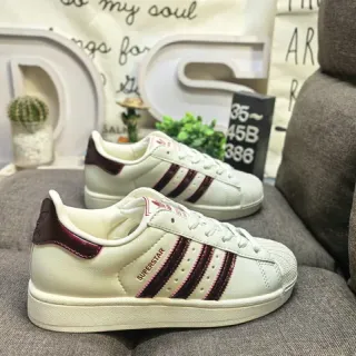 Adidas Superstar Off-White and Burgundy Lifestyle Sneakers