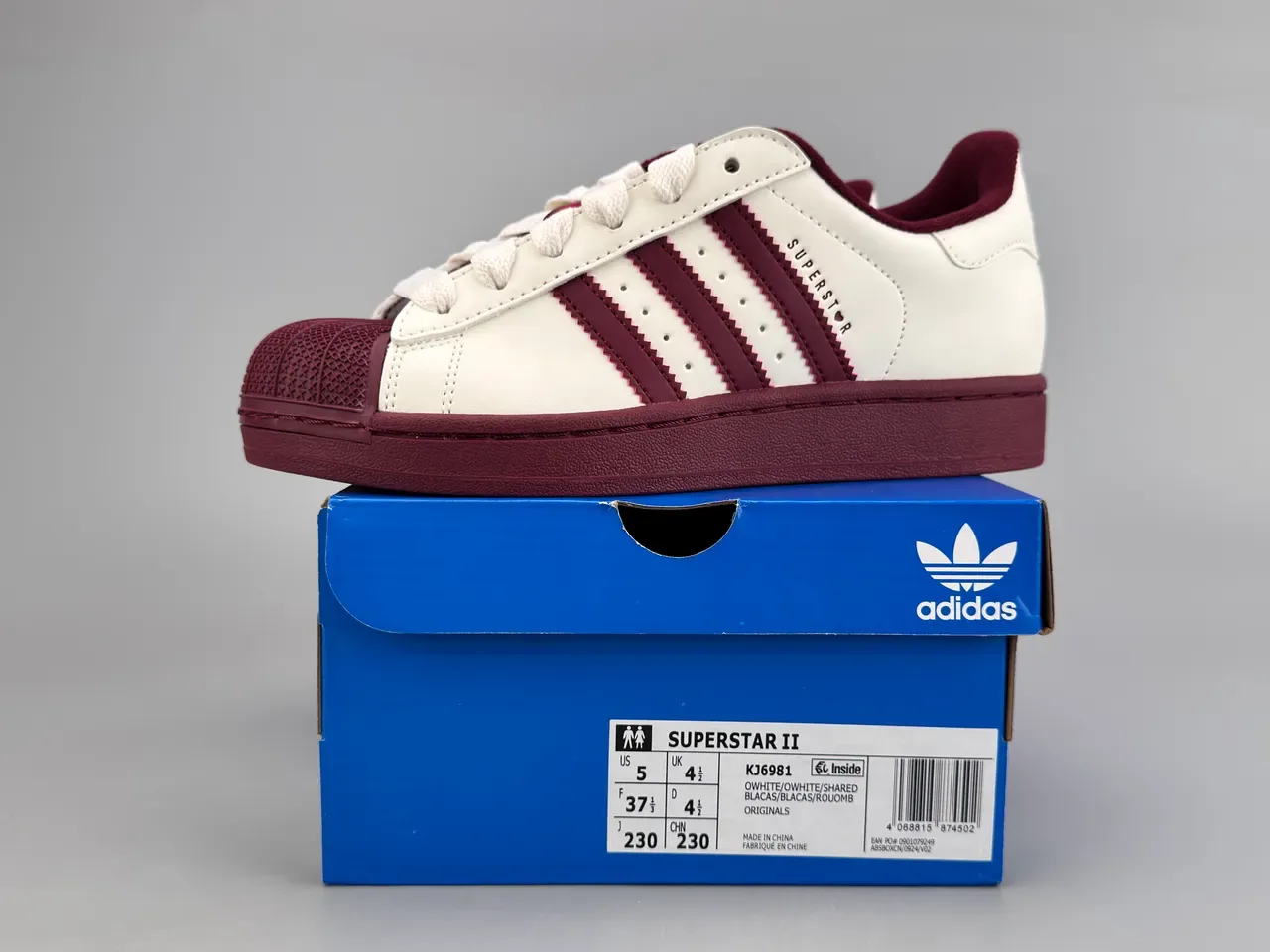 Adidas Superstar Off-White and Maroon Lifestyle Sneakers 2
