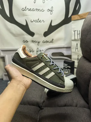 Adidas Superstar Olive Green and White Lifestyle Sneakers 5