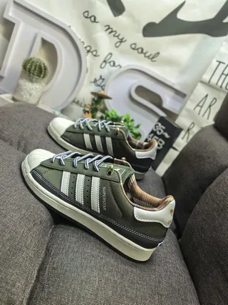Adidas Superstar Olive Green and White Lifestyle Sneakers 7