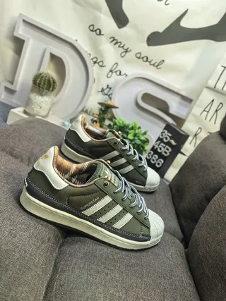 Adidas Superstar Olive Green and White Lifestyle Sneakers 9