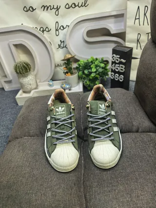 Adidas Superstar Olive Green and White Lifestyle Sneakers 10