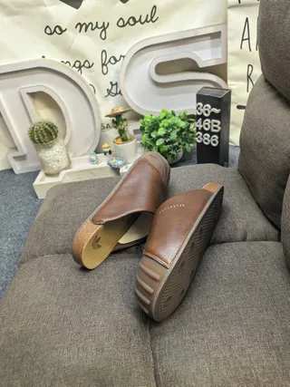 Adidas Superstar Slide Chinelos de couro marrom com planta de cortiça 6