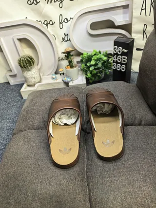 Adidas Superstar Slide Chinelos de couro marrom com planta de cortiça 8