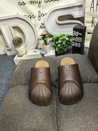 Adidas Superstar Slide Chinelos de couro marrom com planta de cortiça 10