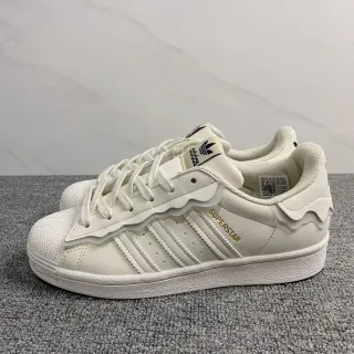 Adidas Superstar White Gold Shell-Toe Wavy Overlay लाइफस्टाइल स्नीकर