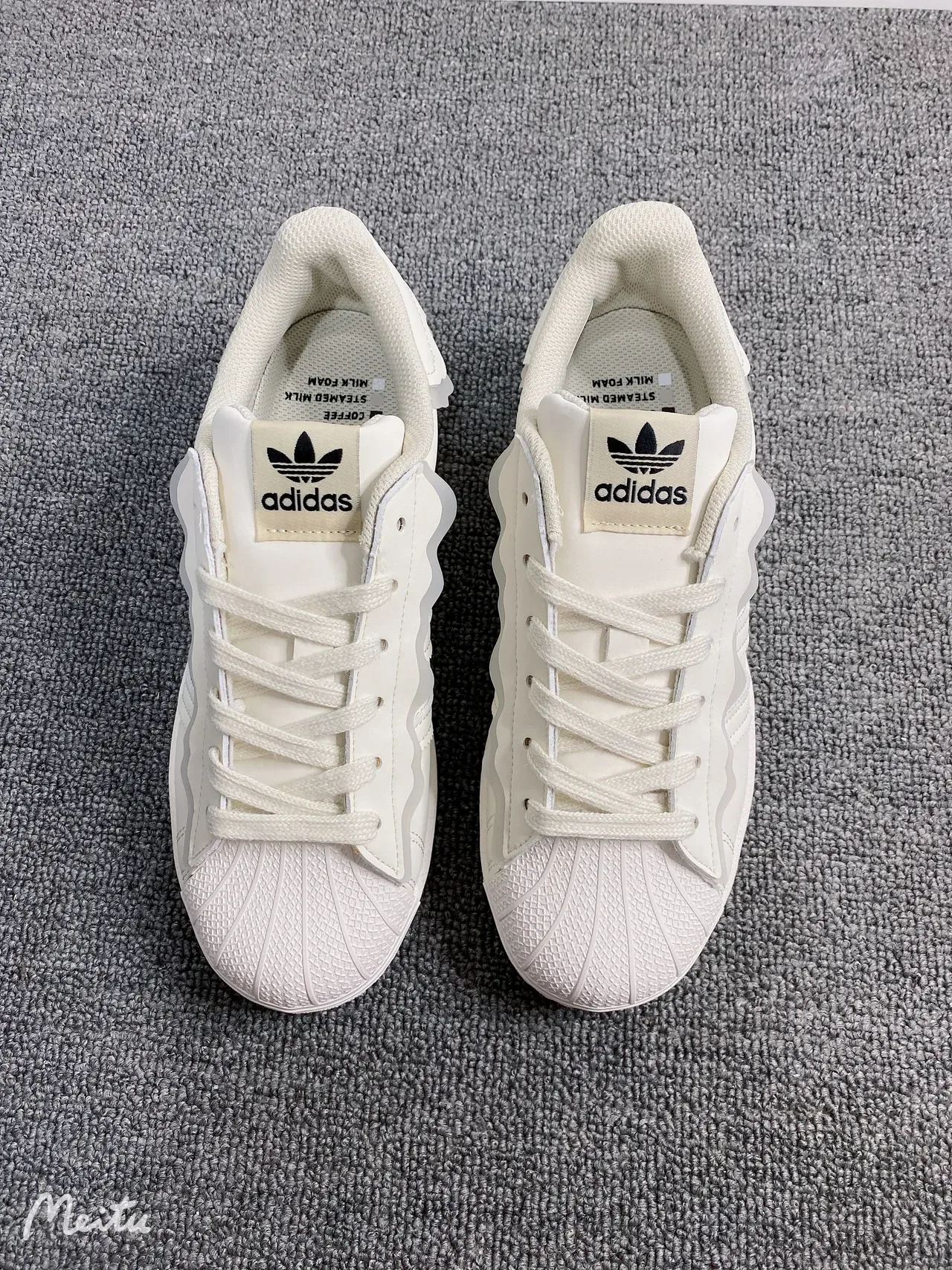 Adidas Superstar White Gold Shell-Toe Wavy Overlay Lifestyle Sneakers 7