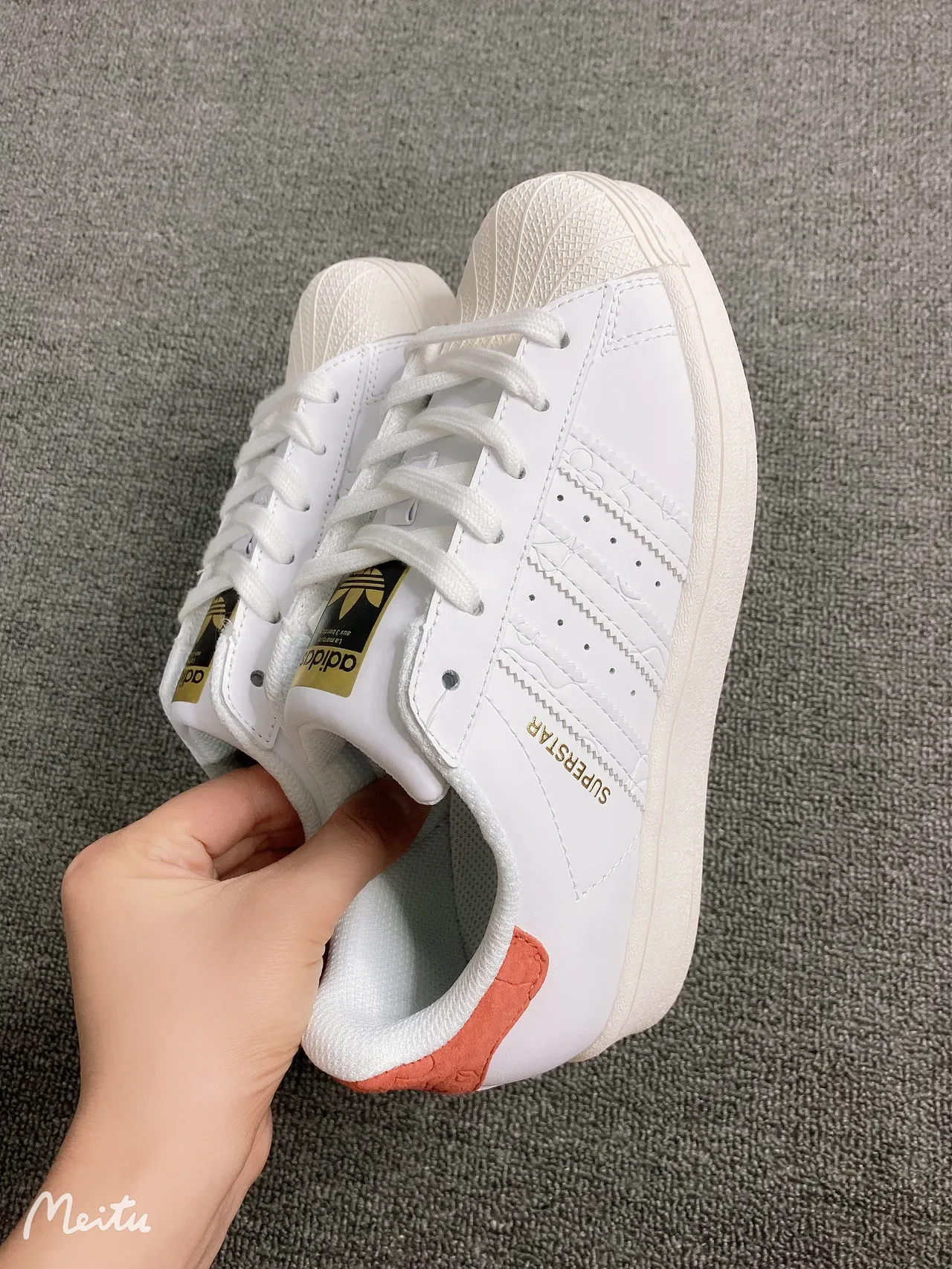 Adidas Superstar White Orange Gold Lifestyle Sneakers 8