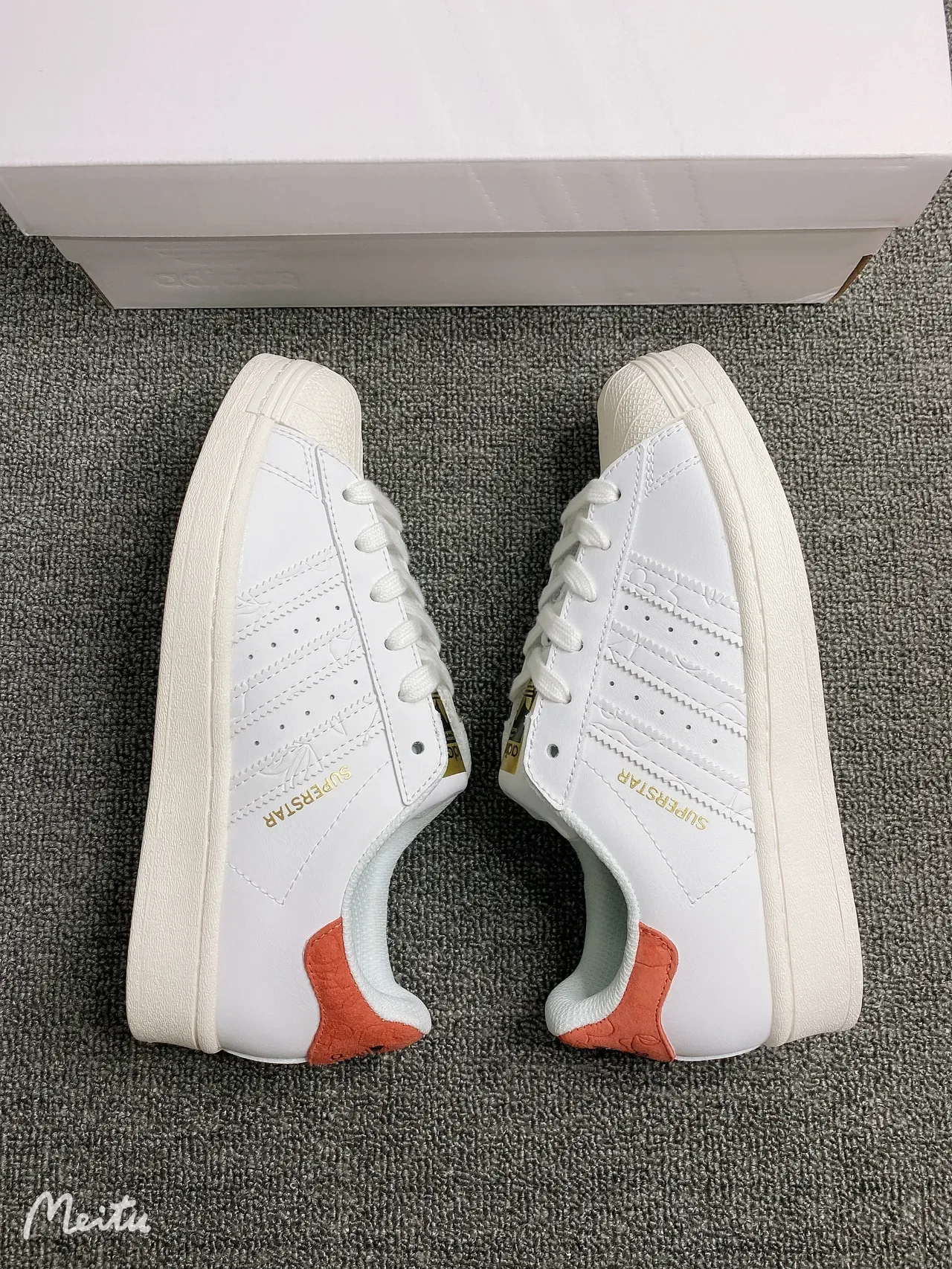 Adidas Superstar White Orange Gold Lifestyle Sneakers 9