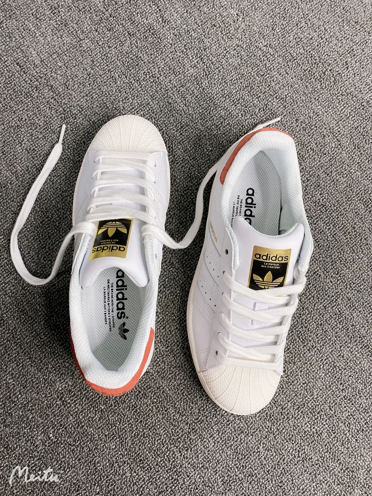 Adidas Superstar White Orange Gold Lifestyle Sneakers 10