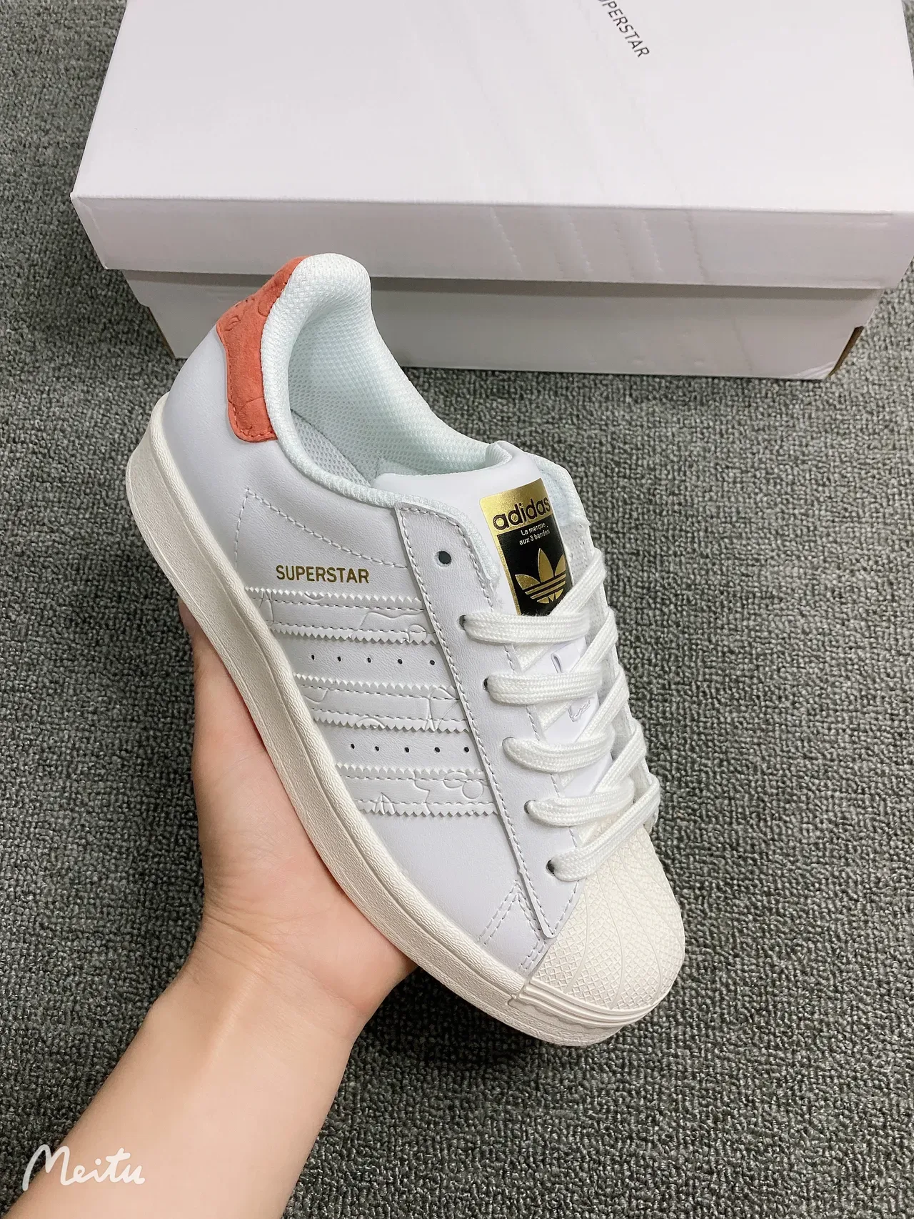 Adidas Superstar White Orange Gold Lifestyle Sneakers 12