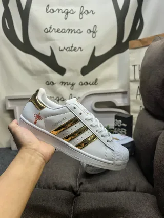 Adidas Superstar White Red Low-Top Shell Toe Lifestyle Sneakers 5