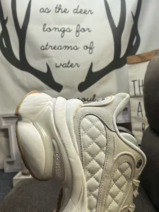 Adidas Track Beige White Quilted Upper Platform Sole Chunky Sneakers 3
