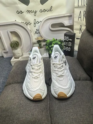 Adidas Track Beige White Quilted Upper Platform Sole Chunky Sneakers 10