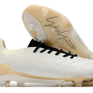 Adidas White Beige Low-Cut Synthetic Upper Ribbed Forefoot Texture Firm-Ground Soccer Shoes