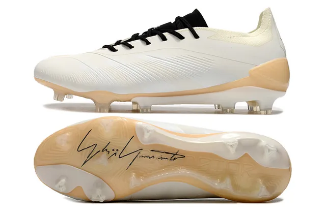 Adidas White Beige Low-Cut Synthetic Upper Ribbed Forefoot Texture Firm-Ground Soccer Shoes 6