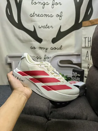Adidas White Black Engineered Mesh Upper Three-Stripe Side Branding Running Shoes 15