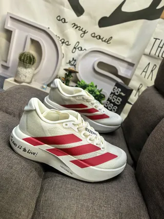 Adidas White Black Engineered Mesh Upper Three-Stripe Side Branding Running Shoes 19