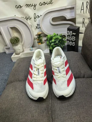 Adidas White Black Engineered Mesh Upper Three-Stripe Side Branding Running Shoes 20