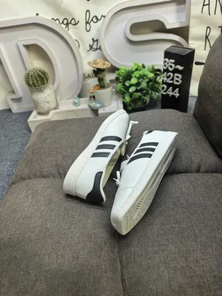 Adidas White Black Laceless Slip-On Three-Stripe Side Panel Lifestyle Sneakers 6