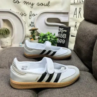 Adidas White Black Laceless Velcro Strap Three-Stripe Side Panel Lifestyle Sneakers