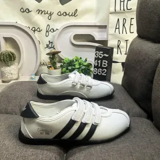 Adidas White Black Low-Top Velcro Strap Closure Lifestyle Sneakers