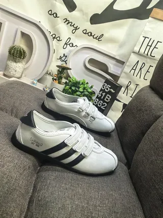 Adidas Blanc Noir Low-Top Fermeture Velcro Strap Sneakers Lifestyle 9