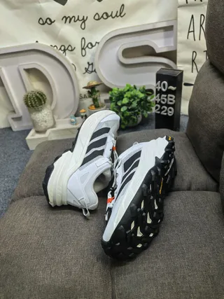 Adidas White Black Mesh Upper Three-Stripe Side Panel Lifestyle Sneakers 6