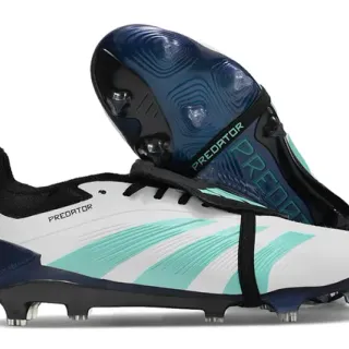 Adidas White Blue Low-Cut Lace-Up Boot Molded Conical Studs Firm-Ground Soccer Shoes