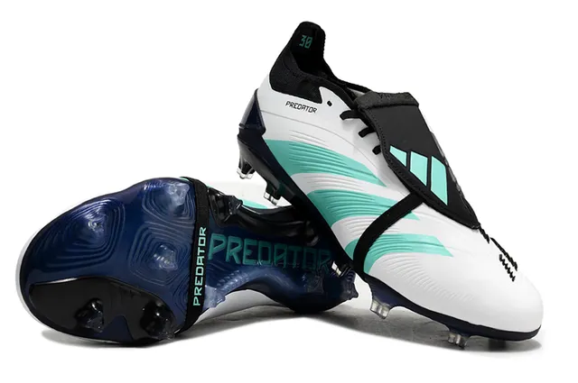 Adidas White Blue Low-Cut Lace-Up Boot Molded Conical Studs Firm-Ground Soccer Shoes 6