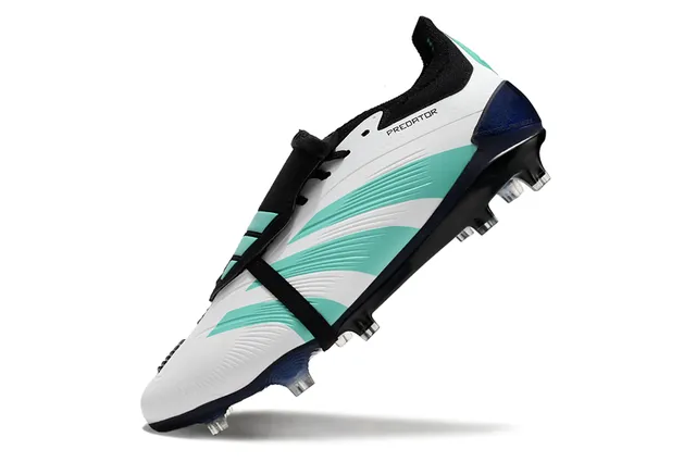 Adidas White Blue Low-Cut Lace-Up Boot Molded Conical Studs Firm-Ground Soccer Shoes 7