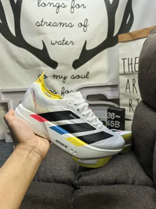 Adidas White Multicolor Low-Top Performance-Inspired Running Shoes 5