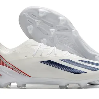 Adidas White Navy Low-Cut Knit Upper Asymmetrical Lacing Firm-Ground Soccer Shoes