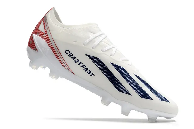 Adidas White Navy Low-Cut Knit Upper Asymmetrical Lacing Firm-Ground Soccer Shoes 2