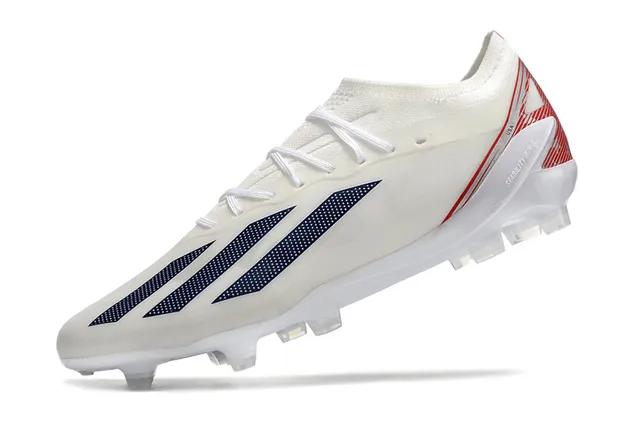 Adidas White Navy Low-Cut Knit Upper Asymmetrical Lacing Firm-Ground Soccer Shoes 3