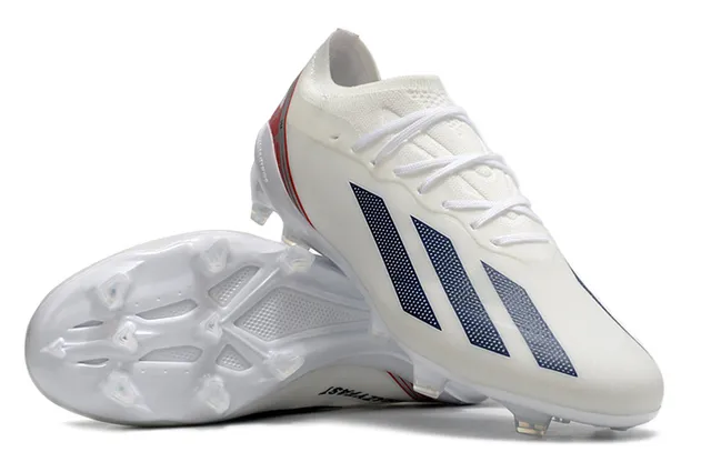 Adidas White Navy Low-Cut Knit Upper Asymmetrical Lacing Firm-Ground Soccer Shoes 4