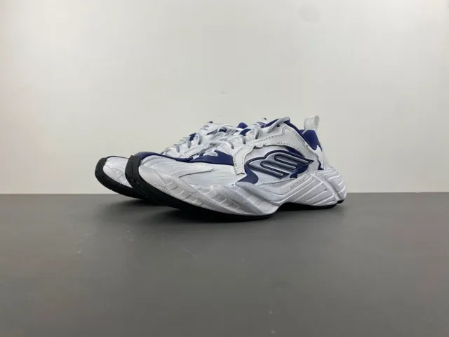 Adidas White Navy Sculpted Midsole Layered Nylon/synthetic Overlays Chunky Sneakers 10