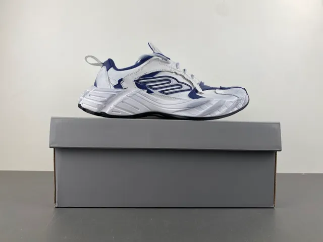 Adidas White Navy Sculpted Midsole Layered Nylon/synthetic Overlays Chunky Sneakers 15