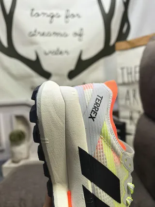 Adidas White Orange Lightweight Mesh Upper Sculpted Foam Midsole Running Shoes 23