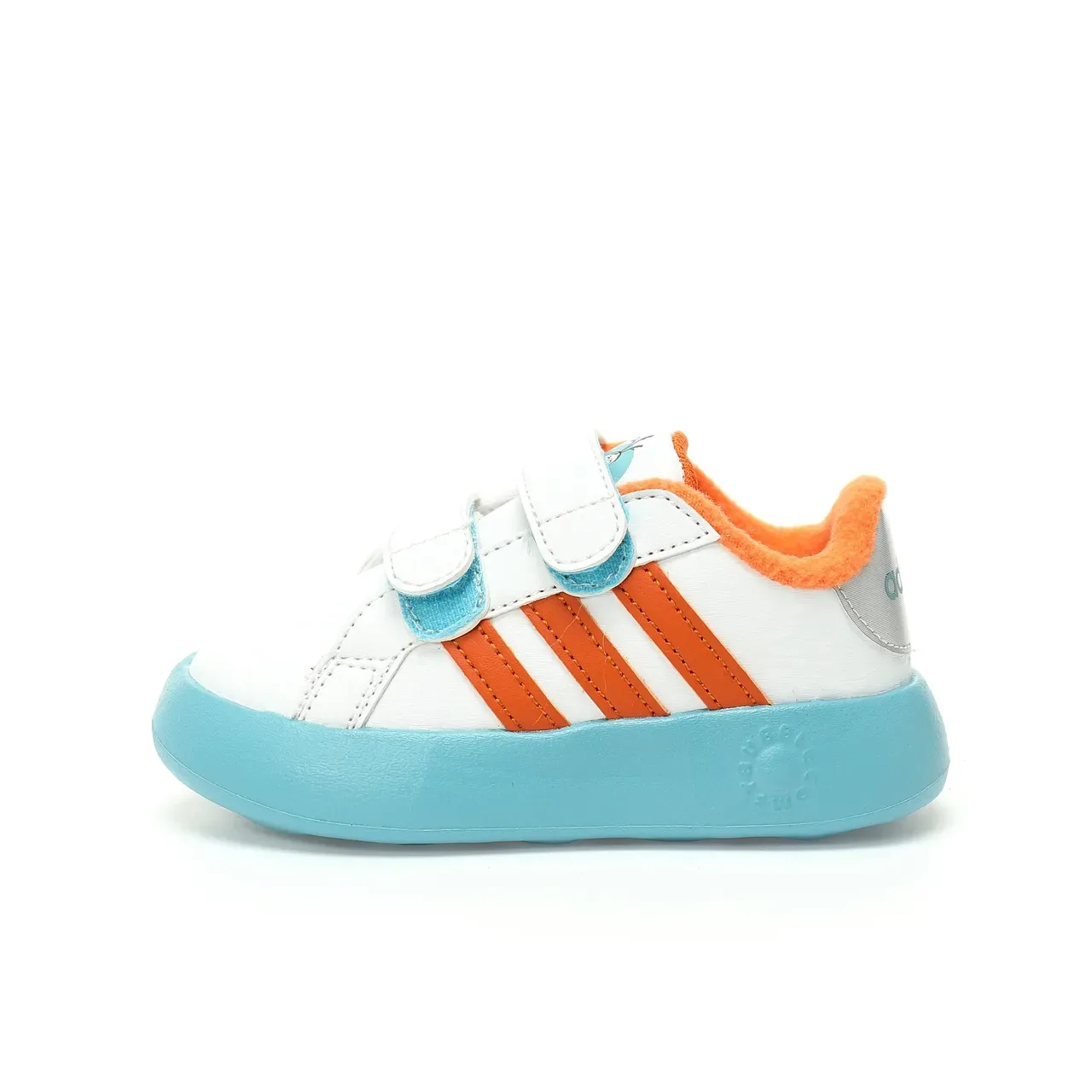 Adidas White Orange Velcro Strap Closure Three-Stripe Side Panel Lifestyle Sneakers 6