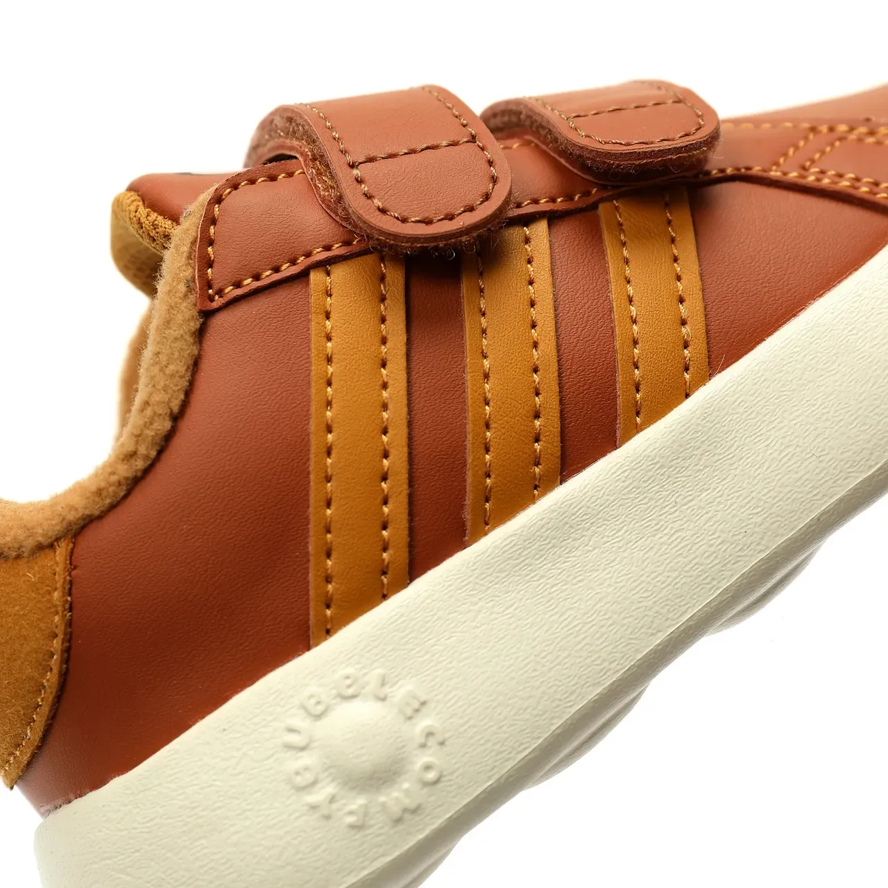 Adidas White Orange Velcro Strap Closure Three-Stripe Side Panel Lifestyle Sneakers 24
