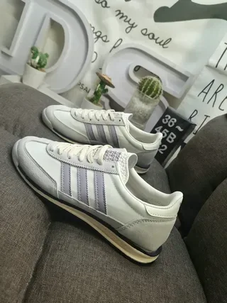 Adidas White Purple Low-Top Retro Runner Lifestyle Sneakers 7