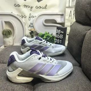 Adidas White Purple Mesh Upper Three-Stripe Side Panel Lifestyle Sneakers