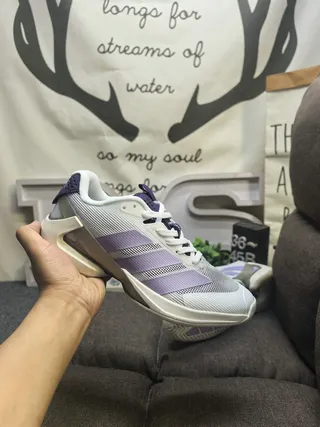 Adidas White Purple Mesh Upper Three-Stripe Side Panel Lifestyle Sneakers 5