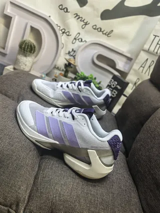 Adidas White Purple Mesh Upper Three-Stripe Side Panel Lifestyle Sneakers 7