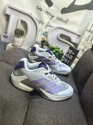 Adidas White Purple Mesh Upper Three-Stripe Side Panel Lifestyle Sneakers 9