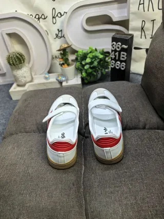 Adidas White Red Laceless Velcro Strap Three Stripes Lifestyle Sneakers 8