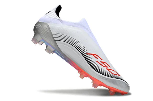 Adidas White Red Low-Cut Sock-Fit Iridescent Outsole Firm-Ground Soccer Shoes 2